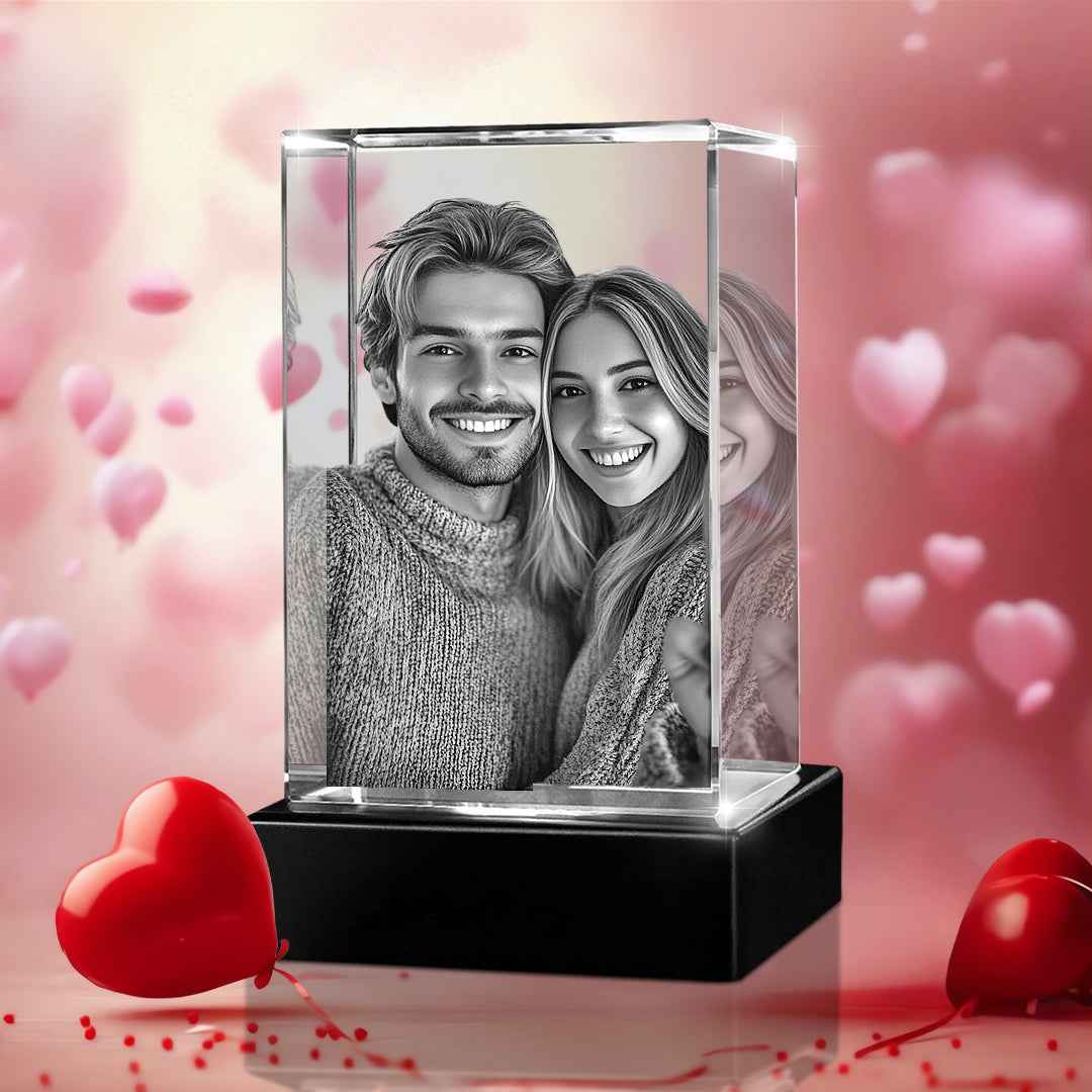 3D Photo Engraved Crystal Cube