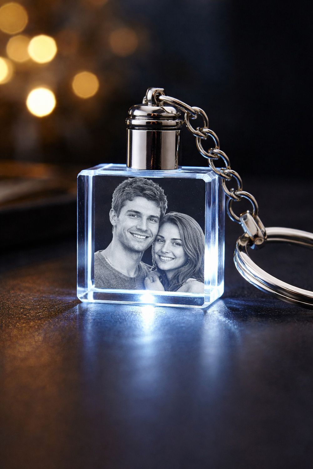 3D Crystal Keychain with LED Light